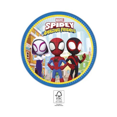 Pókember Spidey papírtányér 8 db-os 23 cm FSC