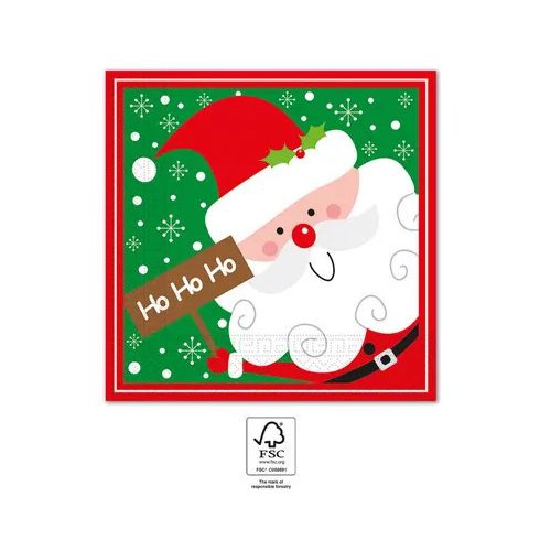 Karácsonyi Santa Claus Ho Ho Ho szalvéta 20 db-os 33x33 cm FSC