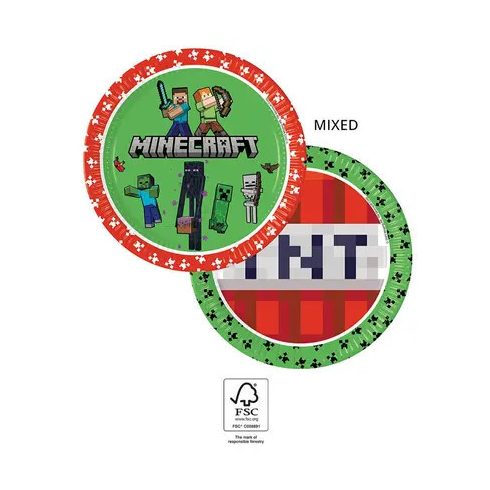 Minecraft Green papírtányér 8 db-os 23 cm FSC