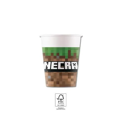 Minecraft Green papír pohár 8 db-os 200 ml FSC