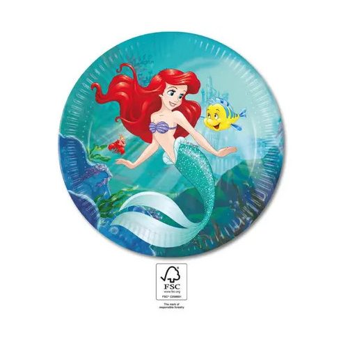 Disney Hercegnők, Ariel Curious papírtányér 8 db-os 23 cm FSC