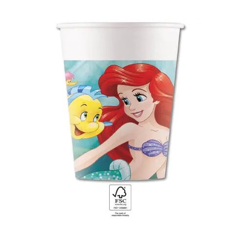 Disney Hercegnők, Ariel Curious papír pohár 8 db-os 200 ml FSC