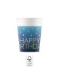Happy Birthday Golden Blue papír pohár 8 db-os 200 ml FSC