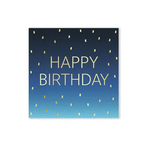 Happy Birthday Golden Blue szalvéta 20 db-os 33x33 cm FSC