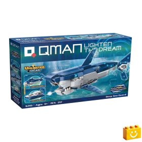   QMAN 42113 - 3 az 1-ben Cápa, tengeralattjáró, járőrhajó építőjáték - 100% kompatibilis minden más kedvelt márkával
