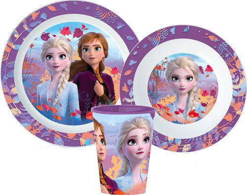 Disney Jégvarázs Purple étkészlet, micro műanyag szett, pohárral 260 ml