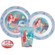   Disney Hercegnők Ariel étkészlet, micro műanyag szett, pohárral 260 ml