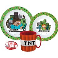   Minecraft étkészlet, micro műanyag szett bögrével 350 ml