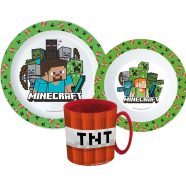   Minecraft étkészlet, micro műanyag szett bögrével 350 ml