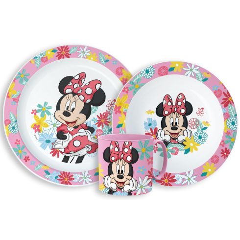 Disney Minnie Spring étkészlet, micro műanyag szett bögrével 265 ml