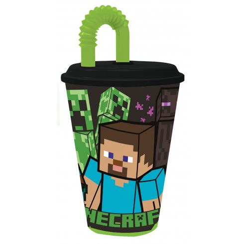 Minecraft Steve's Journey Szívószálas pohár, műanyag 430 ml