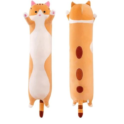 Hosszú cica ölelő plüss, párna 40 cm - Vörös