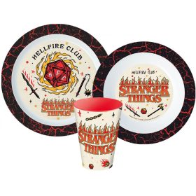   Stranger Things Upside Down étkészlet, micro műanyag szett, pohárral 260 ml