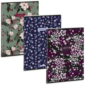   Ars Una tűzött füzet A/4, 40 lap vonalas, többféle, Flowery, Sakura, Navy