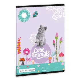   Cuki állatok tűzött füzet A/5, 32 lap vonalas 2.osztály (16-32), kitten, cicás