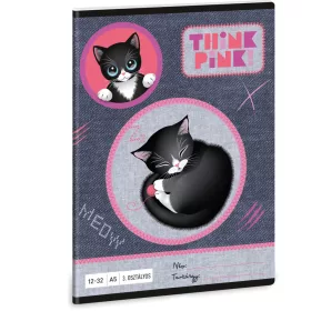   Think Pink, cicás tűzött füzet A/5, 32 lap vonalas 3.osztály (12-32), Ars Una