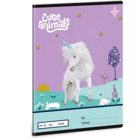   Unikornis tűzött füzet A/5, 32 lap sima, Cute Animals, Unicorn