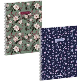   Ars Una spirál füzet A/4, vonalas, 60 lapos, többféle, Navy-Flower