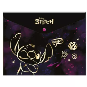   Irattartó tasak A/4, patentos, műanyag, CoolPack, Stitch GOLD