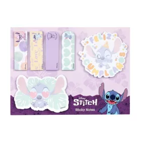   Stitch jegyzettömb-, jelölőcímke készlet, 6 db-os, asztali tartóval, Feliz Cumpleanos