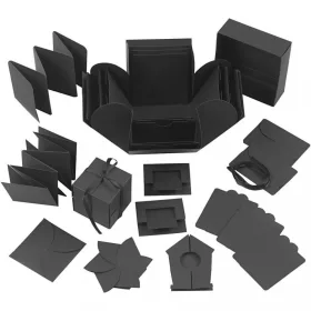   Meglepetés ajándékdoboz (explosion box), 7x7x7 cm + 12x12x12 cm, fekete