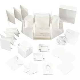   Meglepetés ajándékdoboz (explosion box), 7x7x7 cm + 12x12x12 cm, fehér