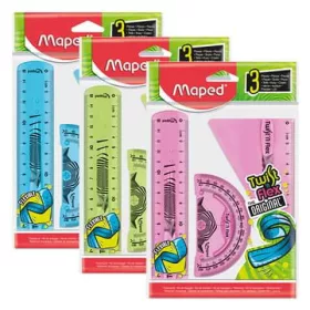   Vonalzókészlet, kicsi, műanyag, törhetetlen, 3 db-os, Maped Twist and Flex
