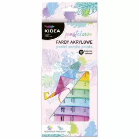   Akrilfesték készlet, 12 db-os, 12x12ml, Kidea, pasztel színek