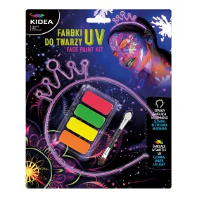   Arcfesték, tégelyes, 5 db-os, UV festék foszforeszkló hajráffal, Kidea