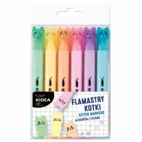   Filctoll készlet 6 db-os, pasztell színek, cicás kupakkal, Kidea