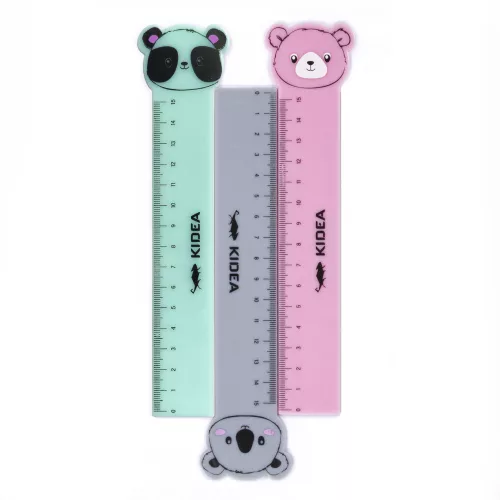 Állatos vonalzó, 15cm, 3 féle változat (koala, panda, maci), Kidea, 1 db