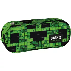   Minecraft mintás tolltartó, beledobálós, ovális, BackUp, 2026, A64, zöld-fekete