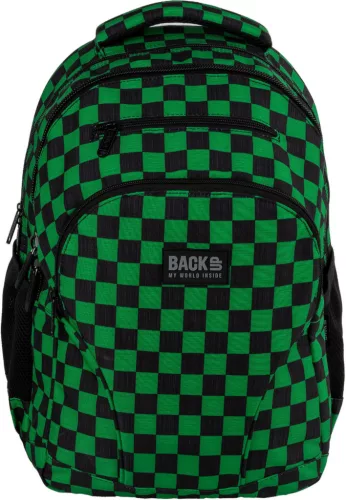 Minecraft mintás hátizsák, 3 rekeszes, 45x32x23cm, BackUp, 2026, W73, zöld-fekete kockás