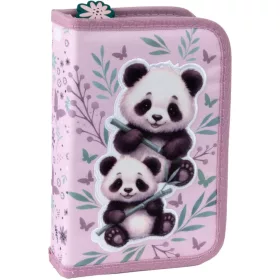 Pandás tolltartó, klapnis, töltött, PA11, két panda