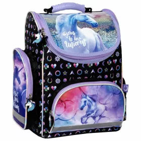   Unikornis ergonómikus iskolatáska 37x27x16cm, JR15, lila-fekete