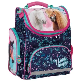   Lovas ergonómikus iskolatáska 37x27x16cm, KO23, rózsaszín-kék