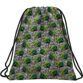  Minecraft mintás tornazsák, 41x35cm, BackUp, 2026, A78, szürke, zöld kockákkal