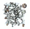 Harangok, csengők, fűzhető, 30 db/csomag, 6-10mm-es, ezüst színű