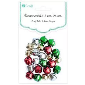   Csengők, fűzhető, 24 db/csomag, 10mm-es, vegyes metál színekben
