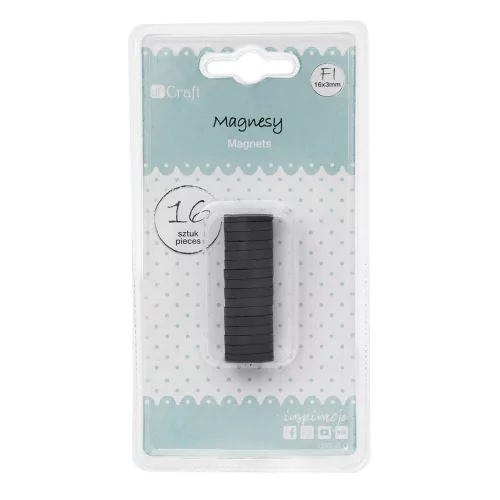 Mágnes, kerek, 16x3 mm, 16 db-os, korongok