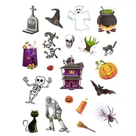 Halloween tetoválás matrica, 20 db-os, színes
