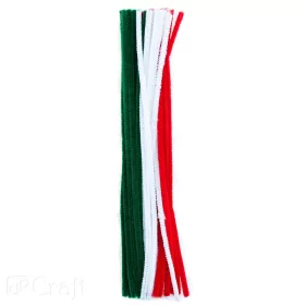   Zsenília drót, 30cm, 4 mm-es vastagság, 25 db/csomag, karácsonyi színek