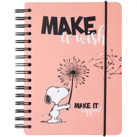   Snoopy bullet journal, napló, spirál, A/5, 90 lapos, Make a wish