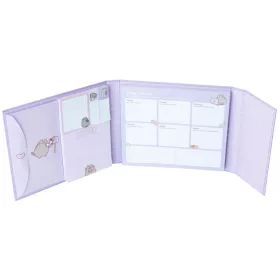   Pusheen cicás jegyzettömb készletjelölőcímkékkel, heti tervezővel, Moments, lila