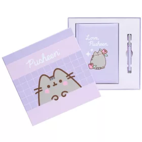   Pusheen cicás notesz tollal, A/5, díszdobozban, Moments, lila
