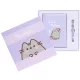 Pusheen cicás notesz tollal, A/5, díszdobozban, Moments, lila