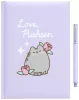 Pusheen cicás notesz tollal, A/5, díszdobozban, Moments, lila