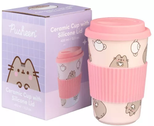 Pusheen cicás kerámia pohár tetővel, 400ml, Moments