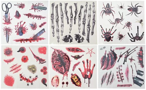 Halloween tetoválás matrica, Dress up tattoos, 19x17cm, többféle