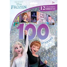   100 matrica kifestő lapokkal, 12 színezhető lap + matricák, Jégvarázs
